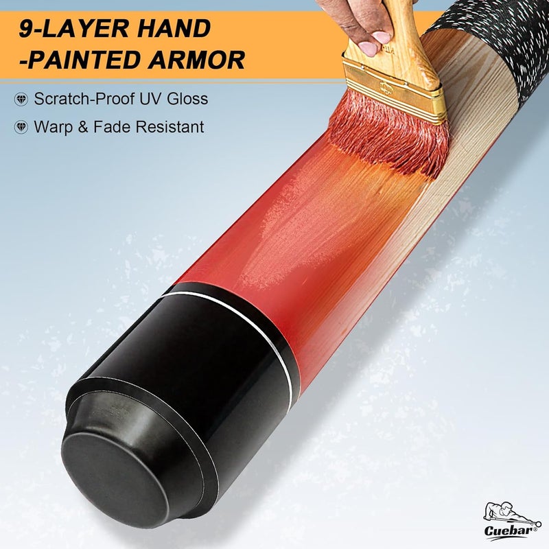 CUEBAR Pool Stick for Adults - 58" 2-Piece Maple Billiard Cue with 13mm Tip & Linen Grip - Choose from 8 Colors & 4 Weights (18-21oz) - Perfect for Home Bar or Game Room - Image 3